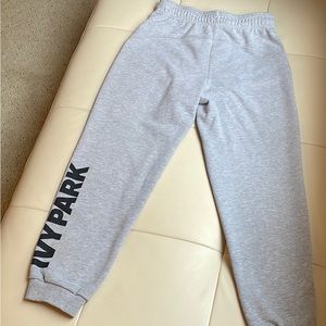 Ivy Park fold-over gray joggers with Logo